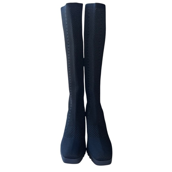 Eileen Fisher Heeled Boots Womens Size 9M Black Stretch Knit Sustainable Design - Picture 6 of 15